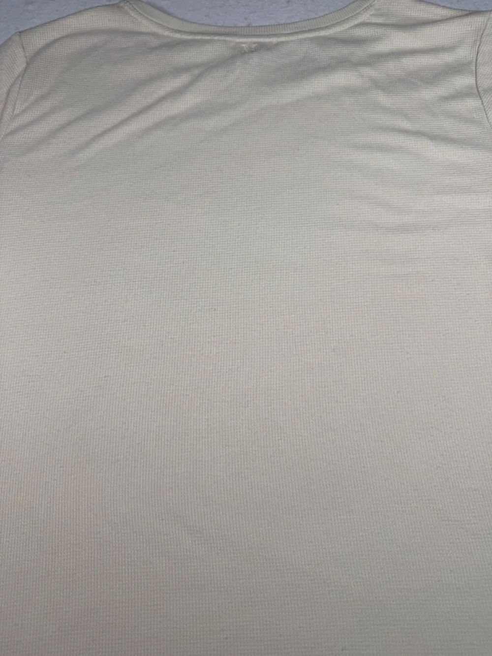 Victoria's Secret Waffle Knit Tee Shirt Short Sleeve Ivory Cream Women's XL EUC